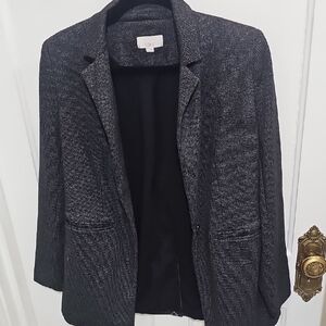 LOFT Black Heathered Knit Blazer